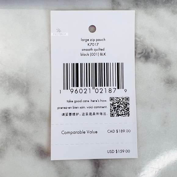 Kate Spade Natalia Large Quilted Leather Zip Pouch Wristlet Wallet Clutch Black - Picture 7 of 7